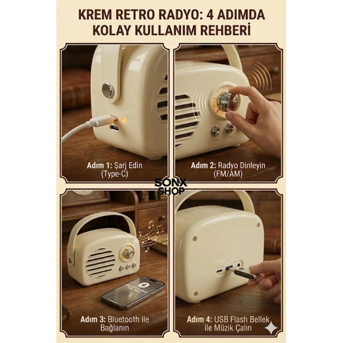 Nostaljik Retro Bluetooth Hoparlör