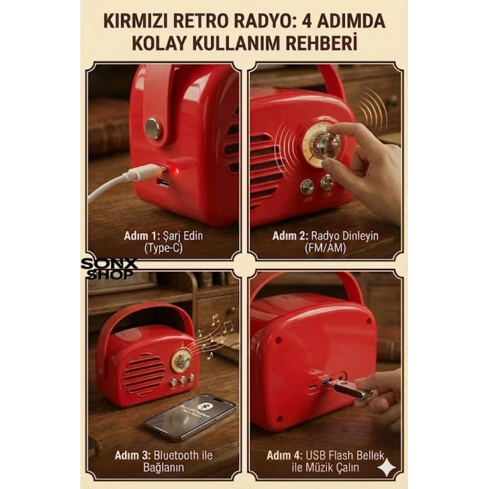 Nostaljik Retro Bluetooth Hoparlör