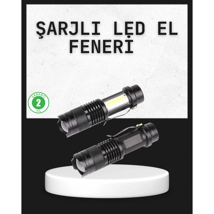 Odak Ayarlı 2000 Lümen Şarjlı LED El Feneri