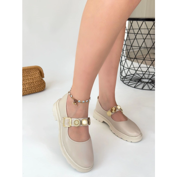 Okira Bej Cilt Oxford Ayakkabı