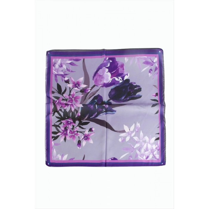 Orkide Desenli Zr Şifon Fular 50*50 cm