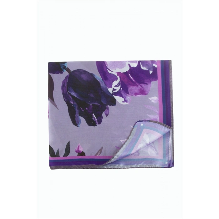 Orkide Desenli Zr Şifon Fular 50*50 cm