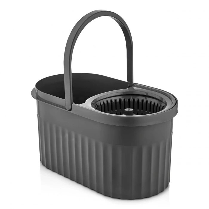 Otomatik Mop Seti Paspas ve Sıkma Kovası, 360° Döner Başlıklı Mikrofiber Yer Temizleme Mor