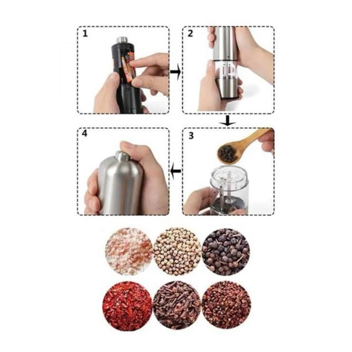 Otomatik Tuz ve Karabiber Öğütücü Baharat Öğütücü Tuz Karabiber Değirmeni