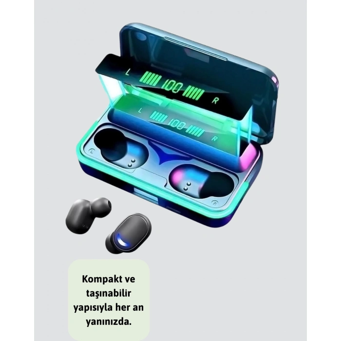 Oyun Modlu E10 Bluetooth Kulaklık Powerbank ve LED Ekranlı