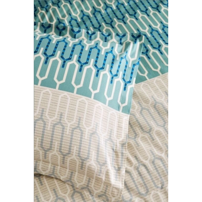 Özdilek Çift Kişilik Ranforce Nevresim Takımı Flame Stitch Mavi