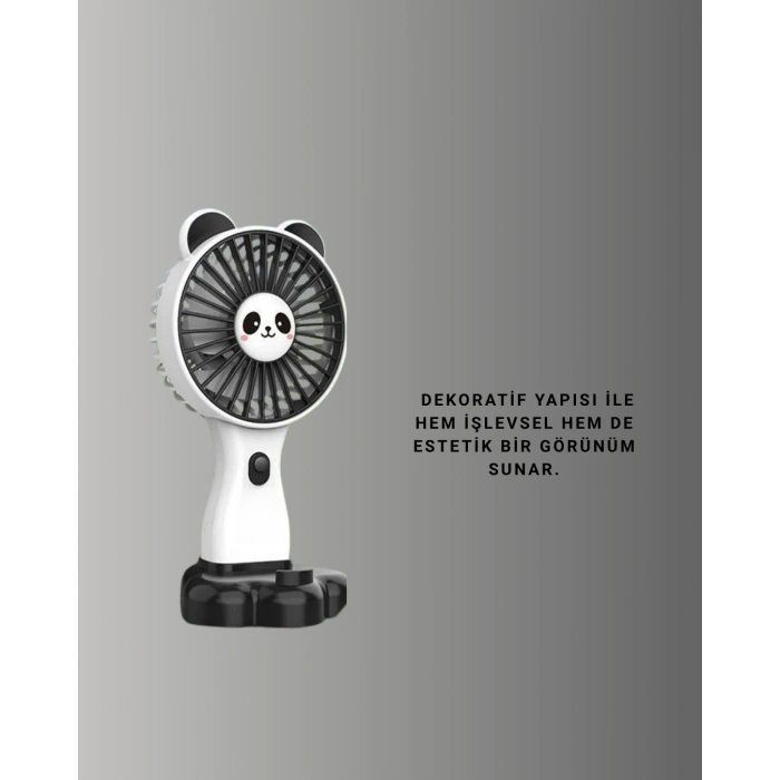Panda Desenli USB Şarjlı Taşınabilir Mini Vantilatör