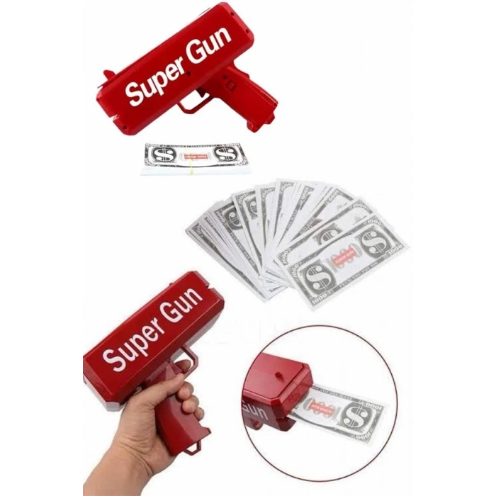 Para Dolar Atma Makinası Super Money Gun Para Saçma Fırlatma Tabancası