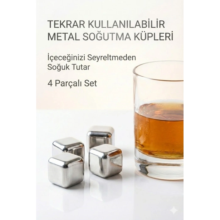 Paslanmaz Çelik Buz Küpü 4’lü Set
