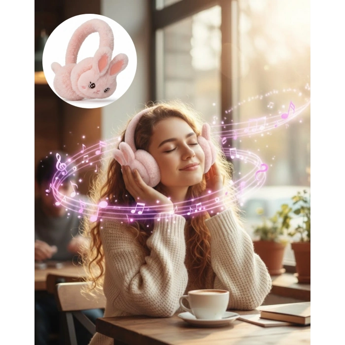 Peluş Kulaklıklı Bluetooth Kablosuz Müzik Dinleme ve Görüşme Özellikli