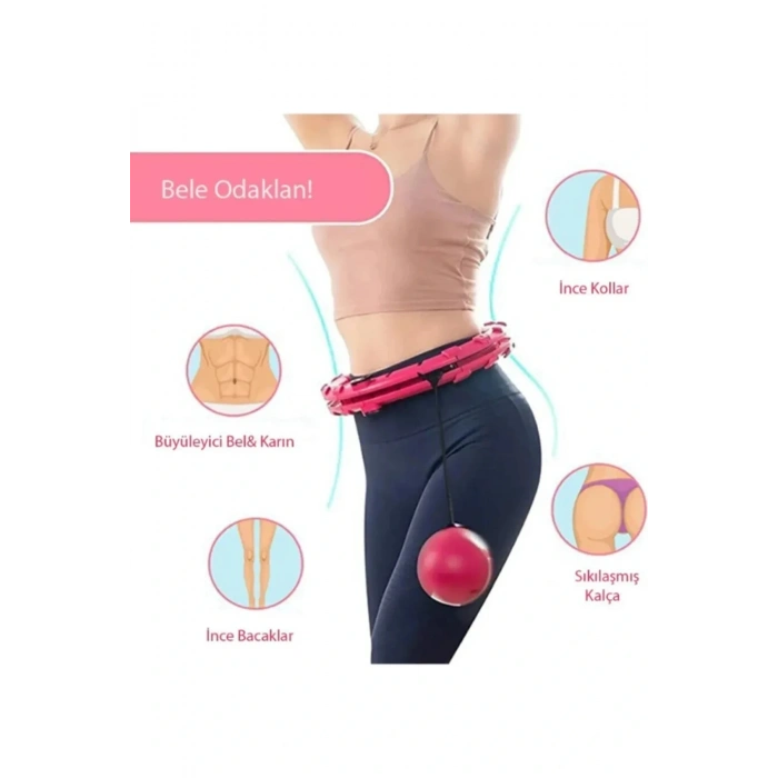 Pembe Hula Hoop Çember 24lü Hulahoop, Egzersiz Çemberi, Egzersiz