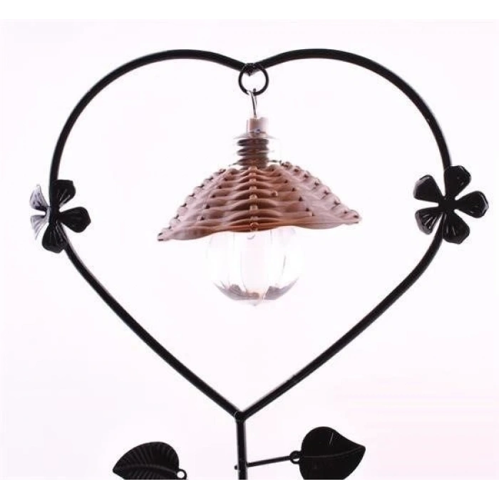 Pilli Işıklı Romantik Çift Tema Büyük Boy Dekoratif Ahşap Biblo