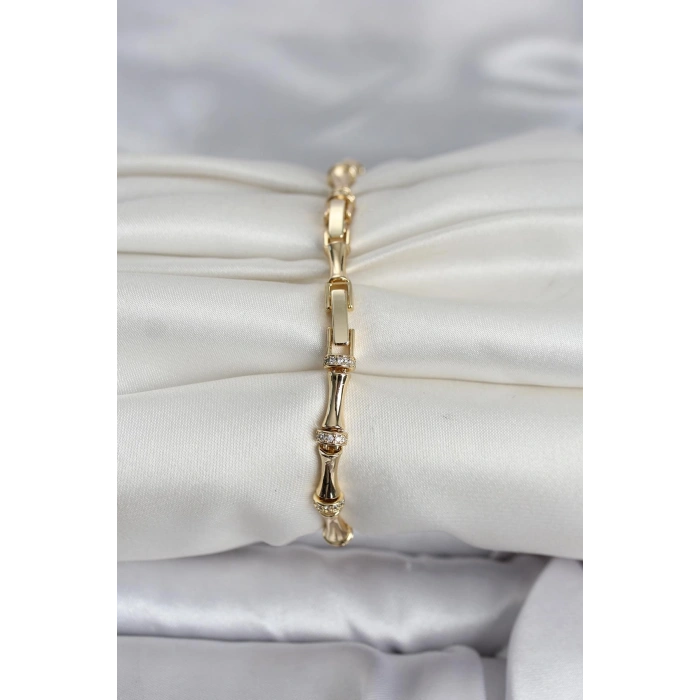 Pirinç Gold Renk Kemik Model Kadın Bileklik