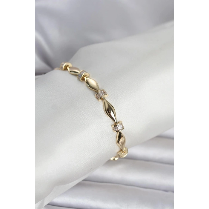 Pirinç Gold Renk Sütun Model Kadın Bileklik
