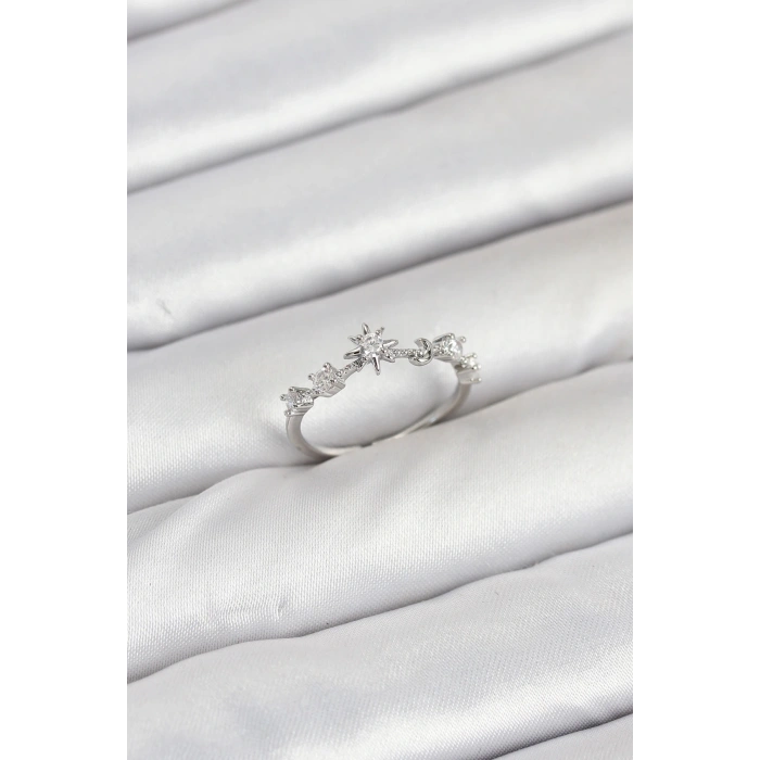 Pirinç Gümüş Renk Manifest Kadın Yüzük