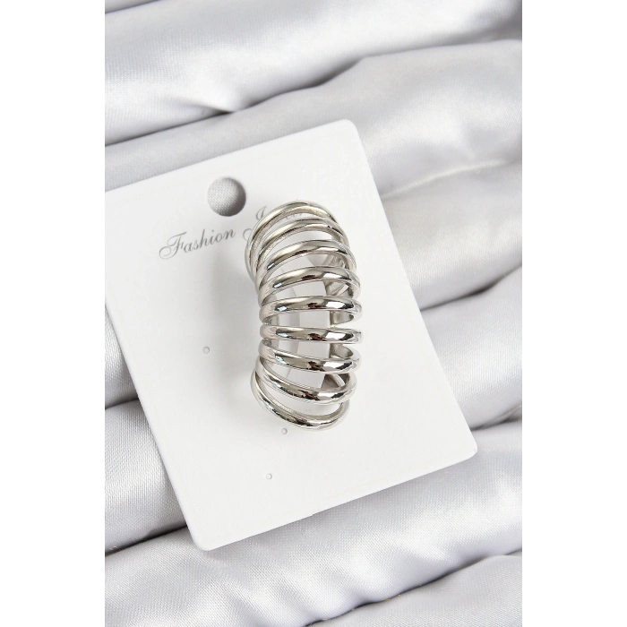 Pirinç Yay Model Gümüş Renk Sağ Kıkırdak Küpe