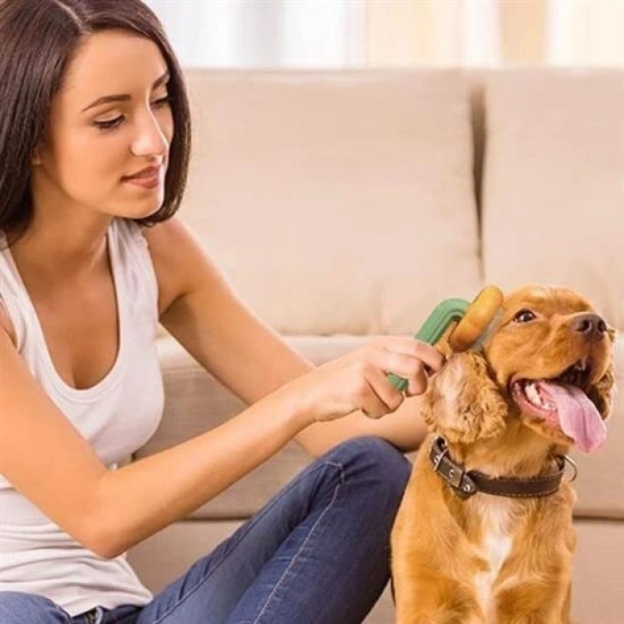 Plastik Yeşil Evcil Hayvan Bakım  Pet Fırçası Çok Amaçlı Pet Fırçası Yeşil (5047)