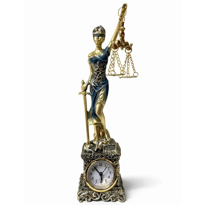 Polyester Saatli Adalet Figürü Alk4427