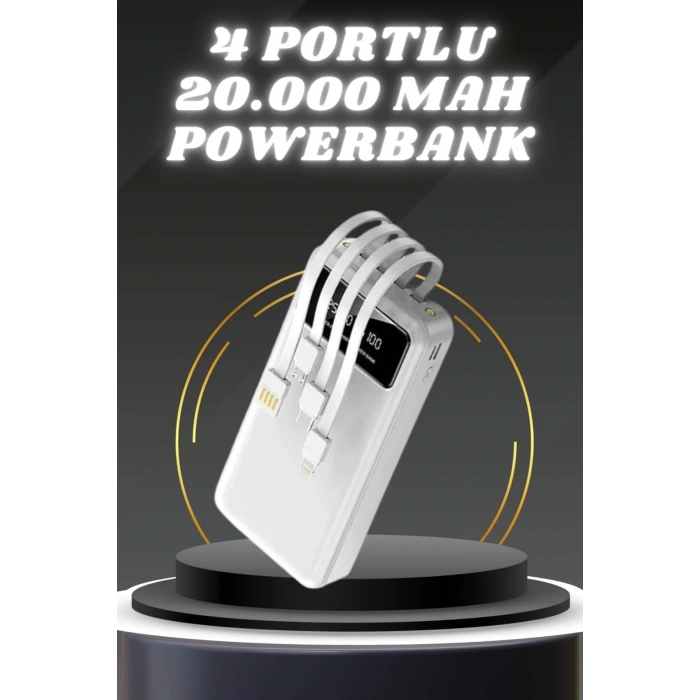 Powerbank Şarj Cihazı 4 Çıkışlı 20.000 MAH Powerbank Kompakt Yüksek Kapasiteli Hızlı Şarj