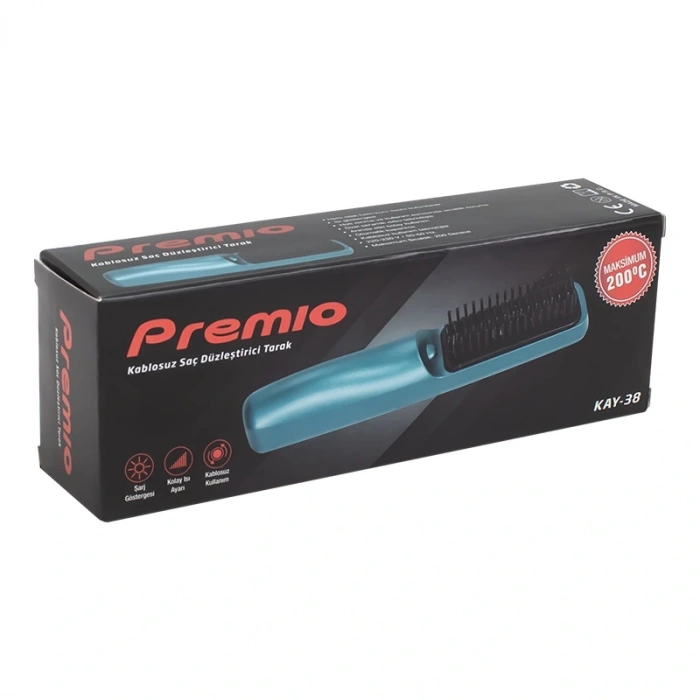 PREMIO KAY-38 ŞARJ GÖSTERGELİ KABLOSUZ TAŞINABİLİR SAÇ DÜZLEŞTİRİCİ TARAK (5047)