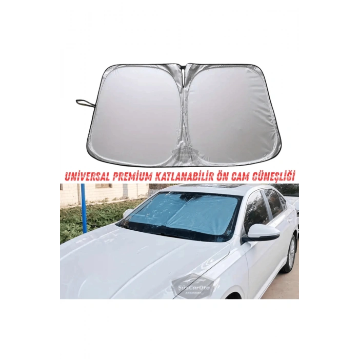 Premium Katlanır Oto Ön Arka Cam Güneşliği Metalize Isı Yalıtımlı Çantalı 150x70cm