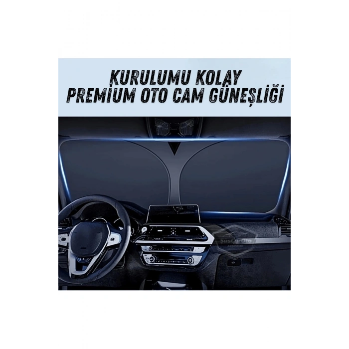 Premium Katlanır Oto Ön Arka Cam Güneşliği Metalize Isı Yalıtımlı Çantalı 150x70cm
