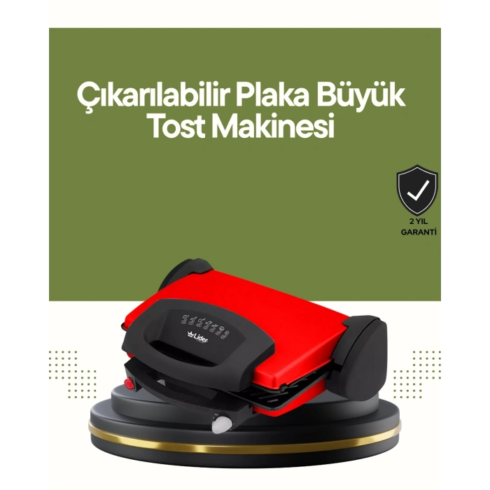 Profesyonel 2000W Tost Makinesi – Ayarlanabilir Termostat ve Çıkarılabilir Plaka