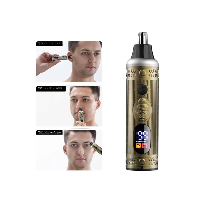 Profesyonel Saç Sakal Vücut Kulak ve Burun Tıraş Makinesi 3 Başlıklı