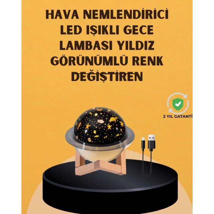 Projektör ışıklı, aromaterapi uyumlu mini masaüstü hava nemlendirici cihaz