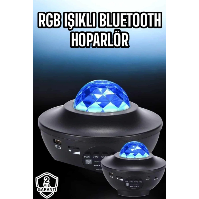 Projektör Yıldız Gece Lambası Disko Topu Bluetooth Bağlantılı Taşınabilir Şarjlı