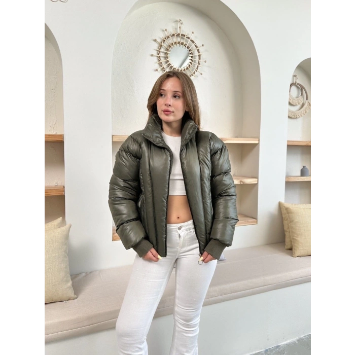 Puffer kısa mont haki st25534