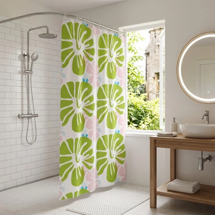 PVC Duş Perdesi - Çift Kanatlı - 12 Halkalı - 90x180 cm