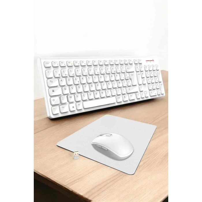 Q Klavye Beyaz Klavye Ve Mouse Seti Kablosuz USB Girişli