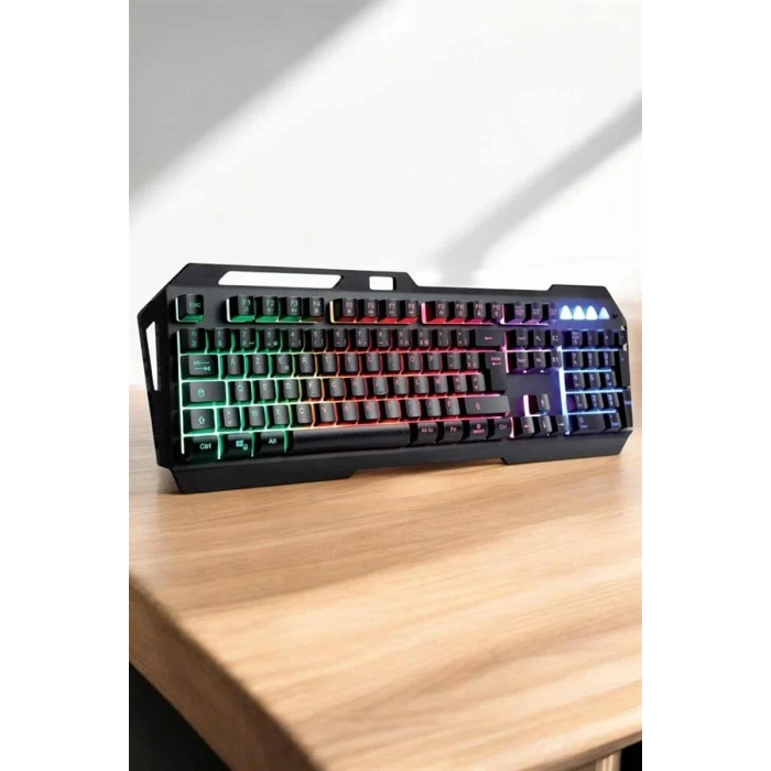 Q Klavye RGB Işıklı Klavye Ve Mouse Seti Kablolu Mouse Hediyeliş