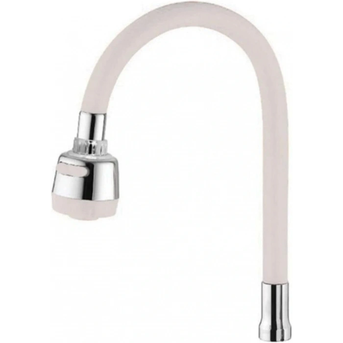 Renkli Silikonlu Oynar Başlıklı 2 Fonksiyonlu Spiral Musluk Başlığı - Beyaz (5047)