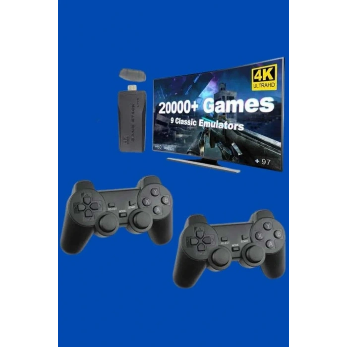 Retro Oyunlar 4k Game Stick 2.4g Kablosuz Çift Kol 3500 Oyun Atari