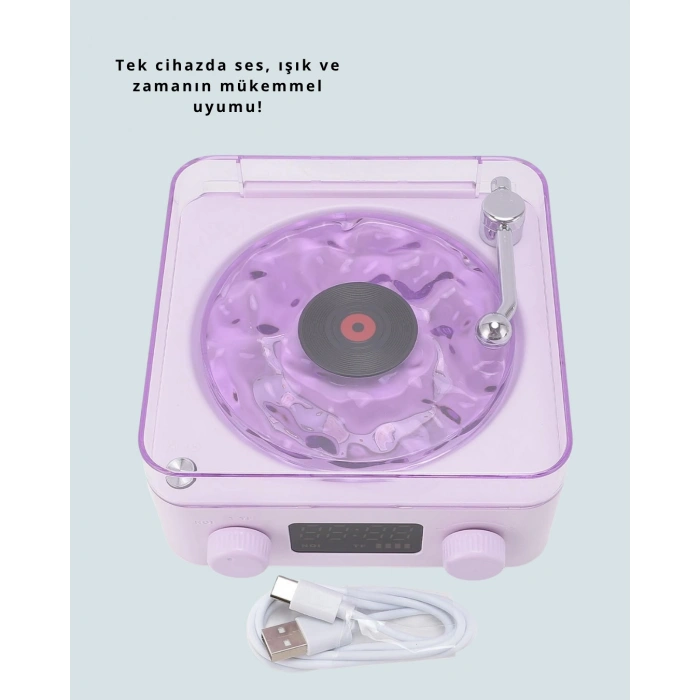 Retro Pikap Tasarımlı Bluetooth Hoparlör – Projektörlü Şarjlı Lamba