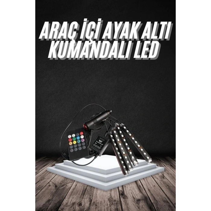 RGB Işıklı Araç İçi Aydınlatma Kumandalı 12li Led Işık Renk Değiştirebilen
