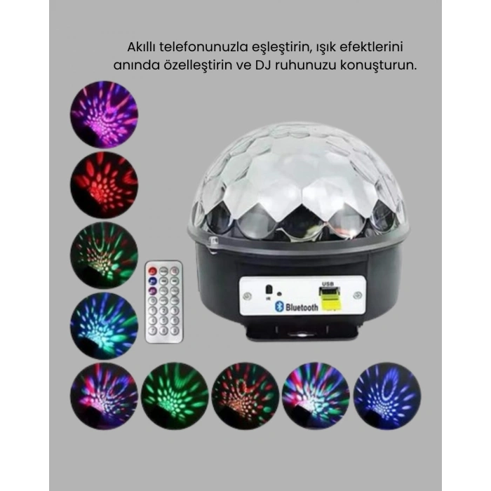 RGB LED Disko Topu Projektör – Ev Partileri, Doğum Günleri ve Eğlence İçin Işık Şovu