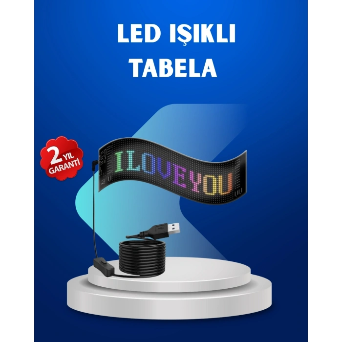 RGB Renkli LED Ekran Tabela USB Bağlantılı ve Kayan Yazı Destekli