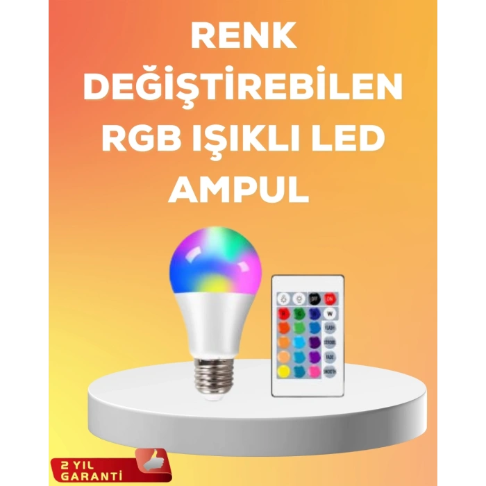 RGB Uzaktan Kumandalı LED Ampul 16 Renk A Kalite 2025 Model Orijinal