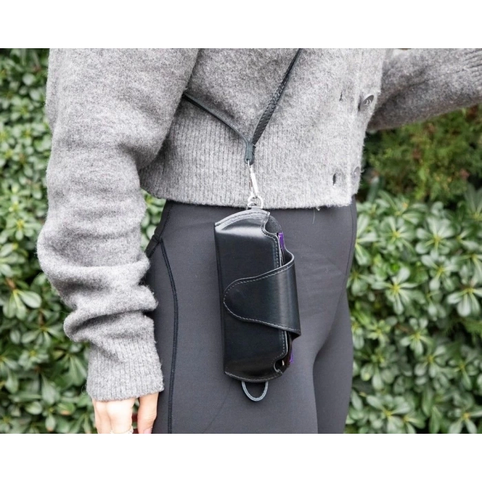 Riviera Deri Askılı Gözlük Kılıfı Parlak Siyah