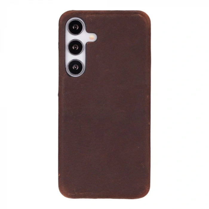 Samsung Galaxy S25 Uyumlu, Hakiki Deri, El Yapımı Arka Kapak, Antik Kahve