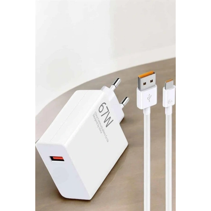 Şarj Aleti 67W Hızlı Şarj Turbo Type-C Uyumlu Şarj Adaptörü Kablosu