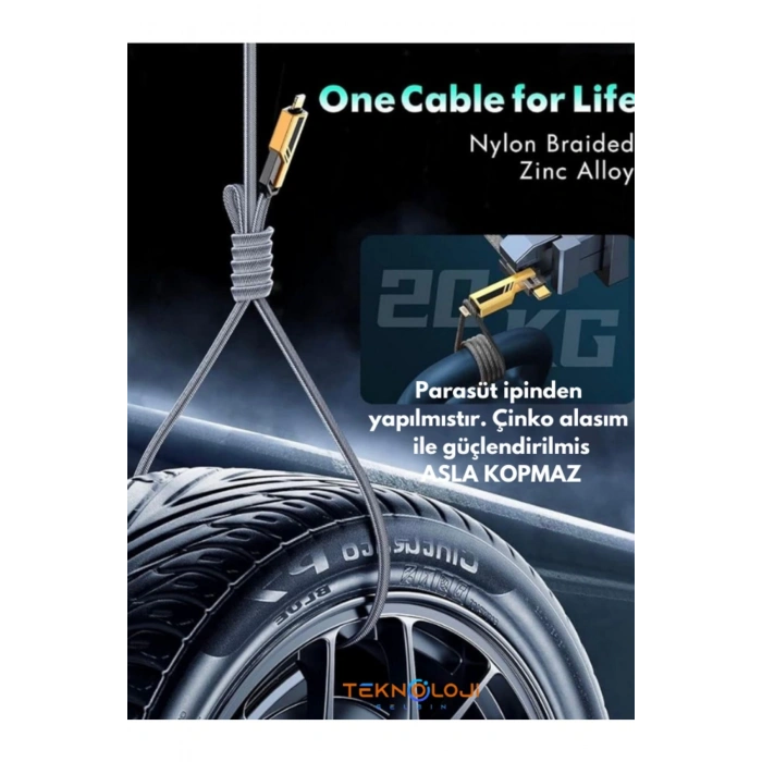 Şarj Kablosu 27W ve 65W Hızlı Şarj Type-C Iphone Hepsi İle Uyumlu Paraşüt İpinden Kopmaz Kablo