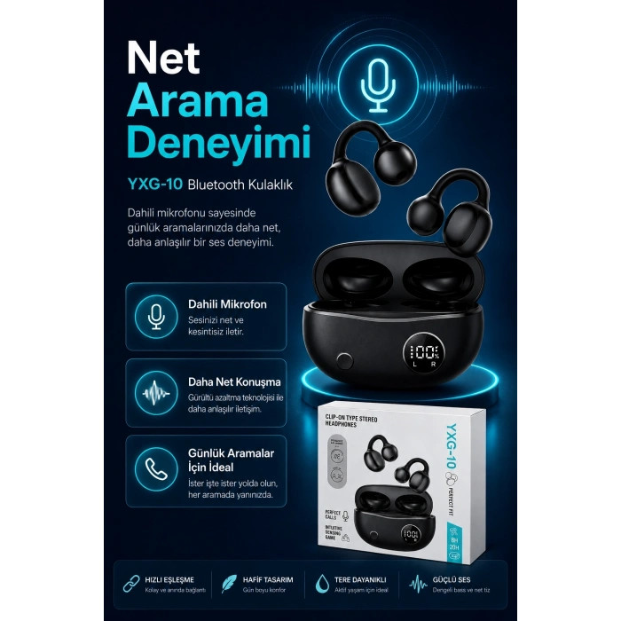 Şarj Kutulu Kulak Kancalı Bluetooth Kulaklık Mikrofonlu Müzik Ve Görüşme Uyumlu