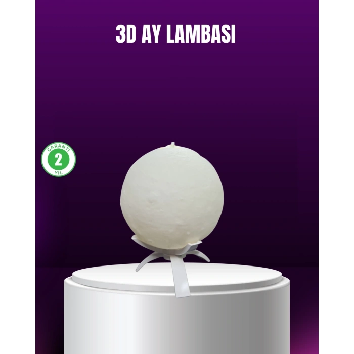Şarjlı 3D Baskılı 16 Renk Ay Lambası  Stand