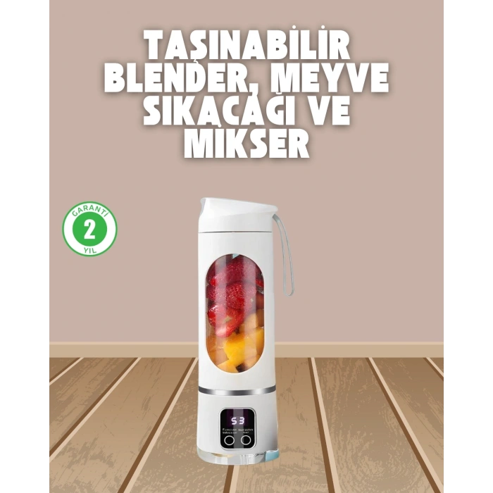 Şarjlı Blender – 12 lı, 450 ml Kapasiteli, Taşınabilir Tip-C Mikser