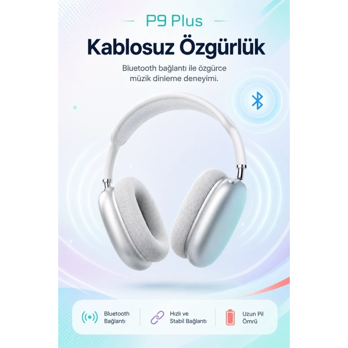Şarjlı Kulak Üstü Stereo Kulaklık Bluetooth Uyumlu Müzik Ve Görüşme Destekli