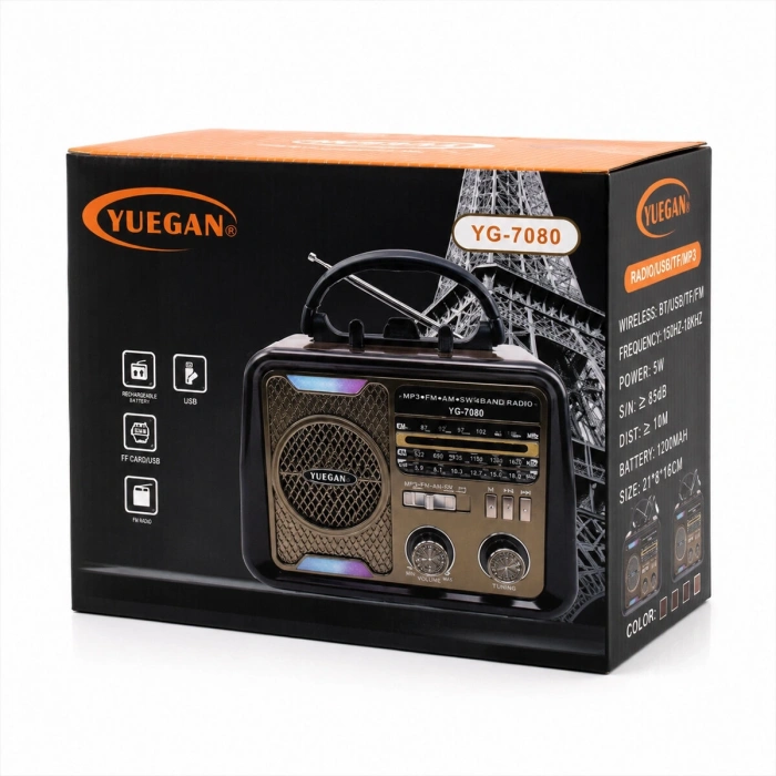 ŞARJLI - NOSTALJİ BLUETOOTH İBRELİ FM RADYO MP3 USB - TF PLAYER SPEAKER PL-4702 (5047)